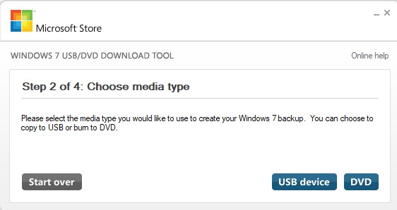 Выбор накопителя USB или DVD
